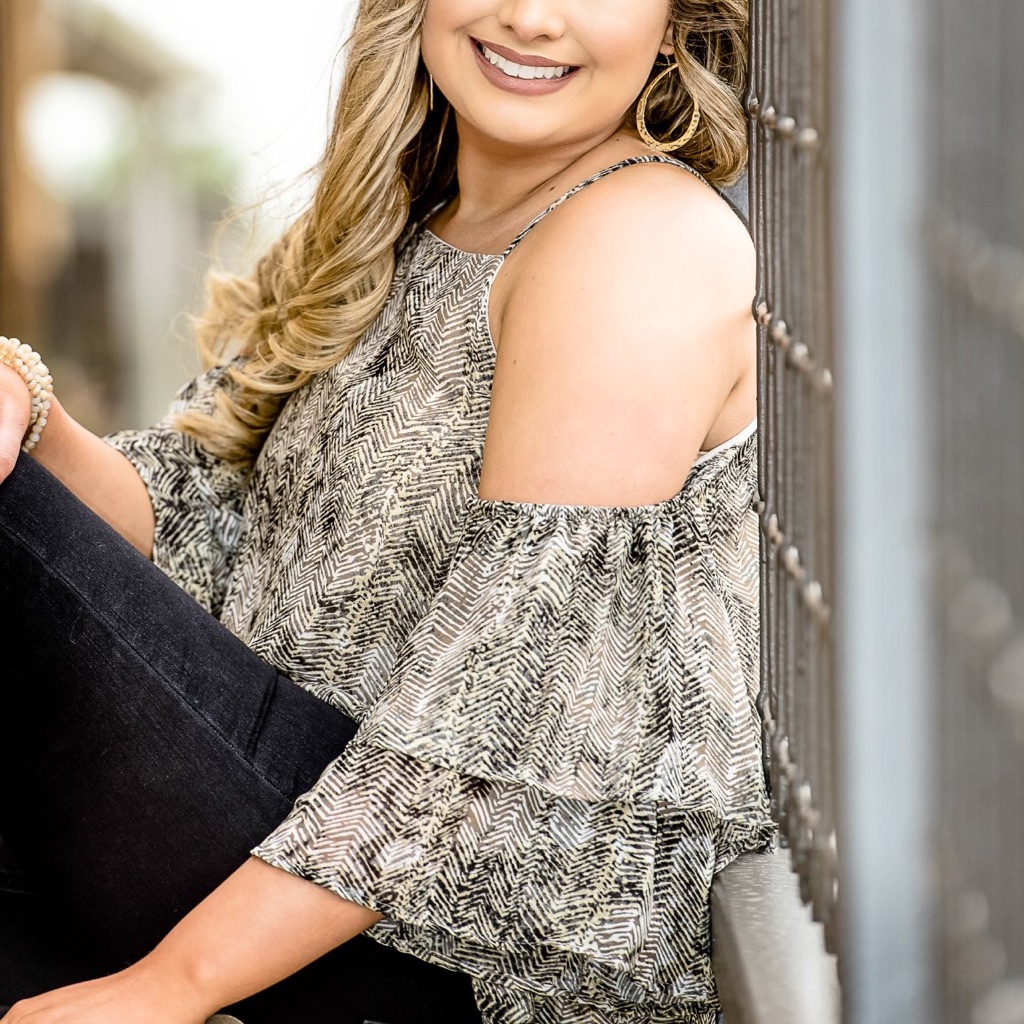 Pattern Cold Shoulder Top